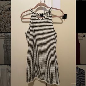 White/ blue striped dress